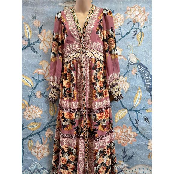 Anthropologie Vineet Bahl Embroidered Maxi Dress Size XS - Picture 7 of 10
